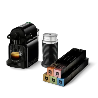 Kapsel Inissia Black Aeroccino 3 bundle with Master Origins Coffee pack