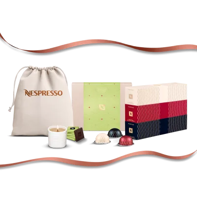 Festive gift pack Vertuo with candle and chocolate capsule