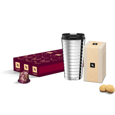 Капсула Infiniment Fruité Original Coffee Capsules, Amaretti and Touch Travel Mug Pack