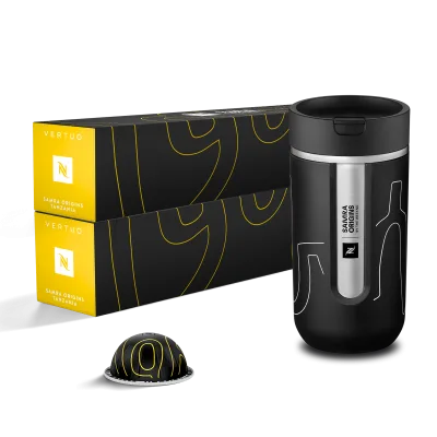 Samra Origin Vertuo Coffee &amp; Travel Mug set capsule
