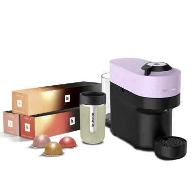 Kapsel Vertuo Pop Lilac On the go Coffee Kit